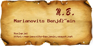 Marianovits Benjámin névjegykártya
